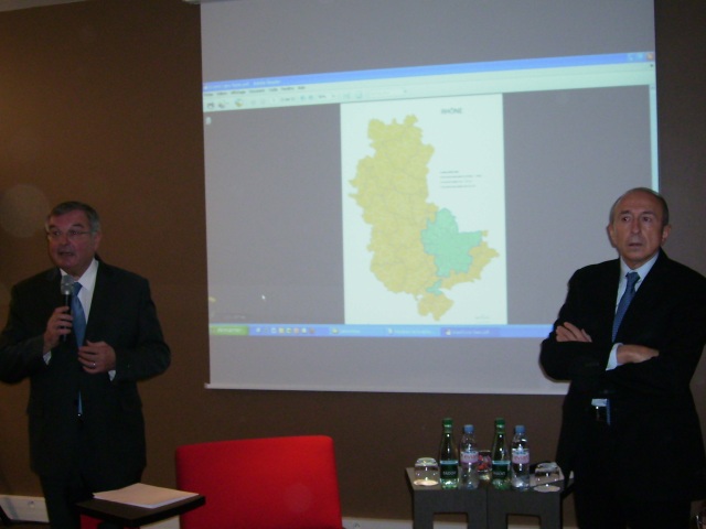 Michel Mercier et Gérard Collomb lors de la présentation mardi matin - LyonMag.com